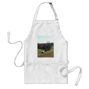 Brown and white horse at autumn pond standard apron