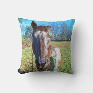 Brown and white horse cushion