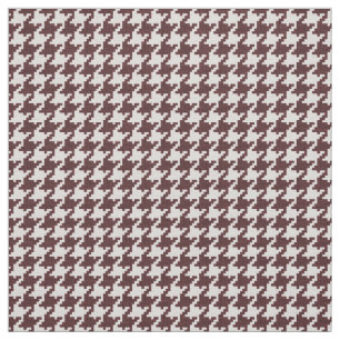 Brown and White Houndstooth Geometric Pattern Fabric