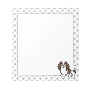 Brown And White Japanese Chin Cartoon Dog Notepad