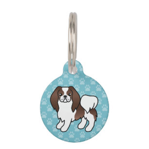 Brown And White Japanese Chin Cartoon Dog Pet Tag
