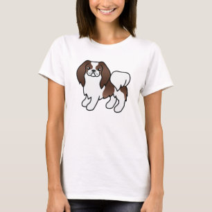 Brown And White Japanese Chin Cartoon Dog T-Shirt