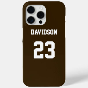 Brown and White Jersey Name Number iPhone 15 Pro Max Case