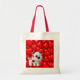Brown and white little dog tote bag