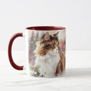 Brown And White Maine Coon Tabby Cat Coffee Mug