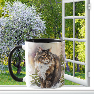 Brown And White Maine Coon Tabby Cat  Mug