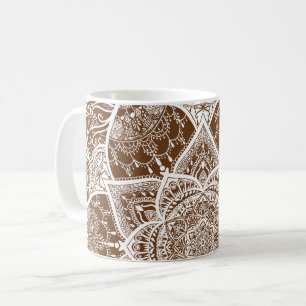 Brown and White Mandala - Loergann in Acorn Coffee Mug