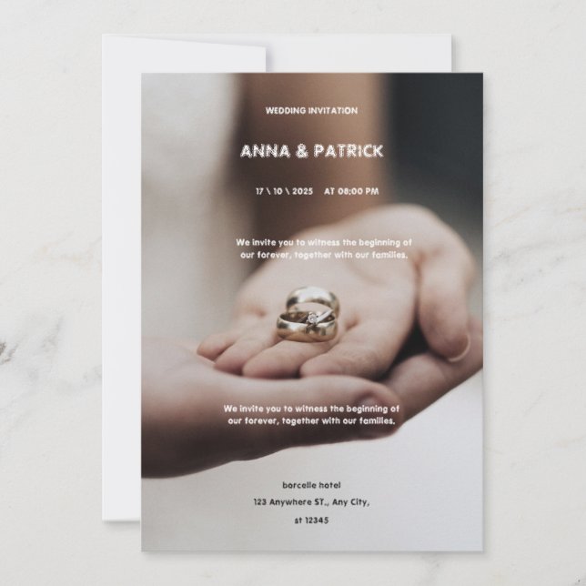 Brown and White Minimalist Wedding Invitation  (Front)