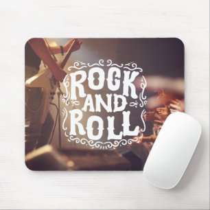 Brown and White Modern Rock and Roll Mouse Mat