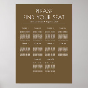 Brown and White Modern Wedding Seating Chart