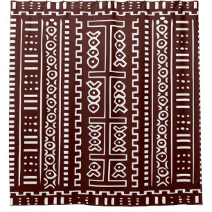 Brown and White Mud Cloth Shower Curtain