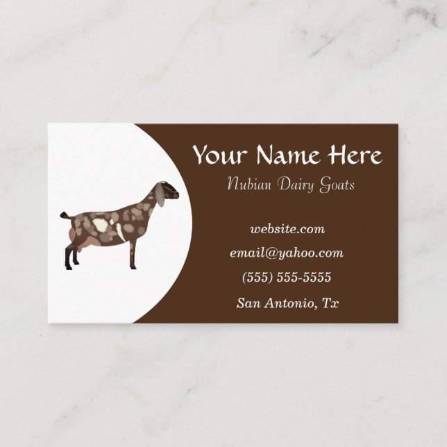 Brown and White Nubian Dairy Goat Business Card (Front)
