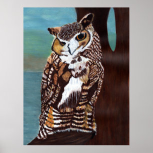 Brown and White Owl Poster