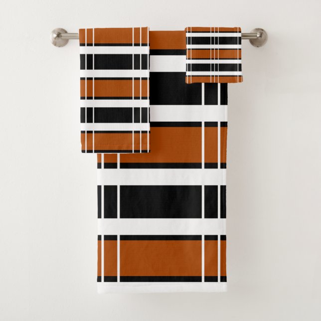 Brown and White Plaid  Bath Towel Set (Insitu)