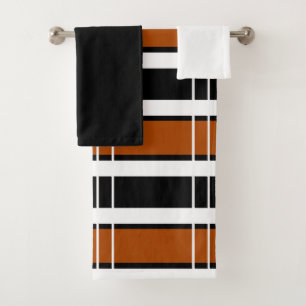 Brown and White Plaid  Bath Towel Set