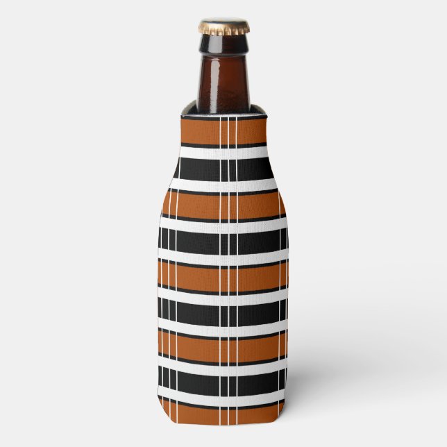Brown and White Plaid  Bottle Cooler (Bottle Front)