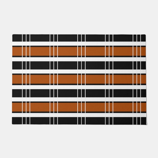 Brown and White Plaid  Doormat (Front)