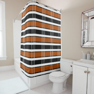 Brown and White Plaid Shower Curtain