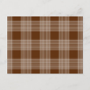 Brown and White Plaid Tartan Pattern Postcard