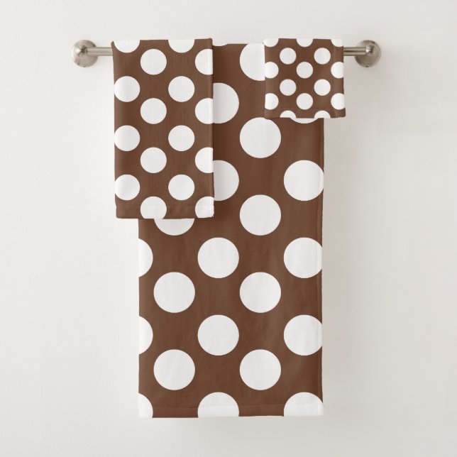 Brown and White Polka Dot Bath Towel Set (Insitu)