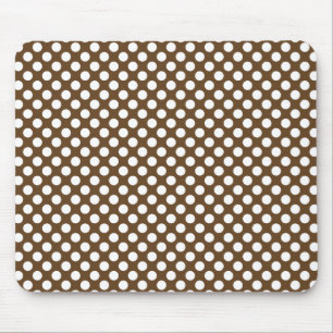 Brown and White Polka Dot Mouse Mat