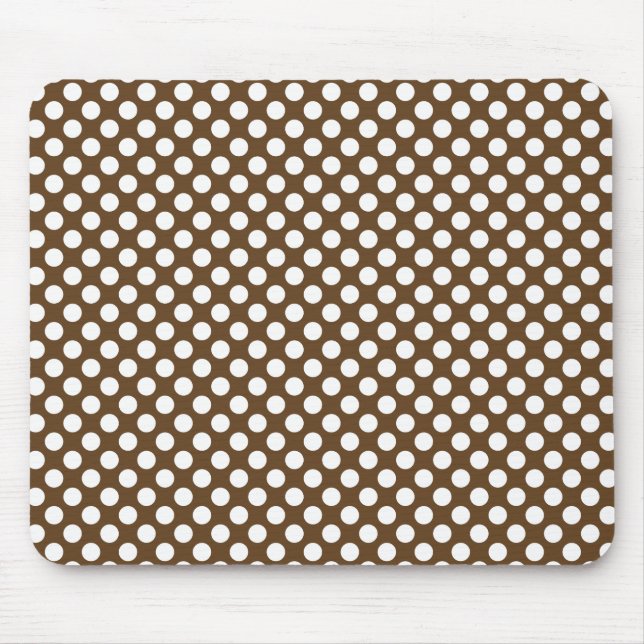 Brown and White Polka Dot Mouse Mat (Front)