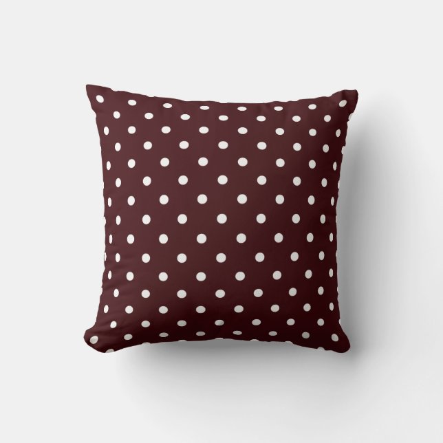 Brown and White Polka Dot Pattern Cushion (Front)