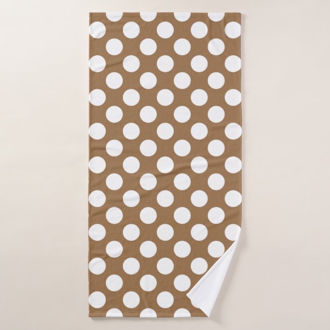 Brown and white polka dots bath towel set (Bath Towel)