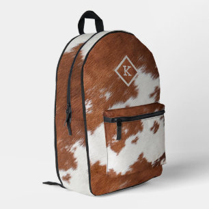 Brown and white realistic cowhide print No. 2 Printed Backpack