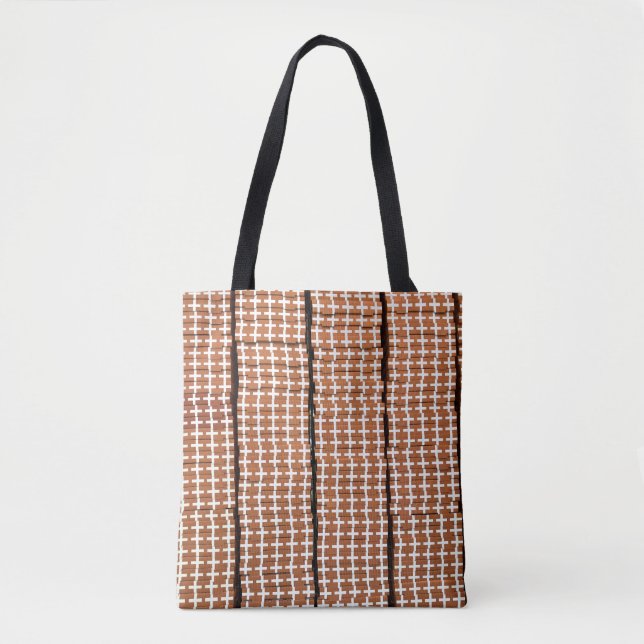 Brown and White Retro  Tote Bag (Front)