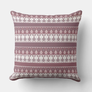 Brown and white Scandinavian folklore ornament Cushion