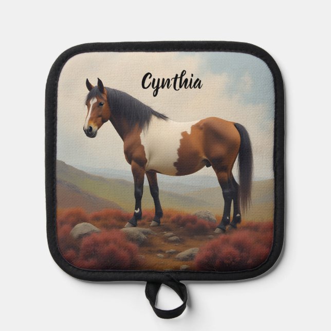 Brown and White Shetland Pony Pot Holder (Front)