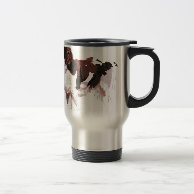 Brown and white Springer Spaniel Travel Mug (Right)