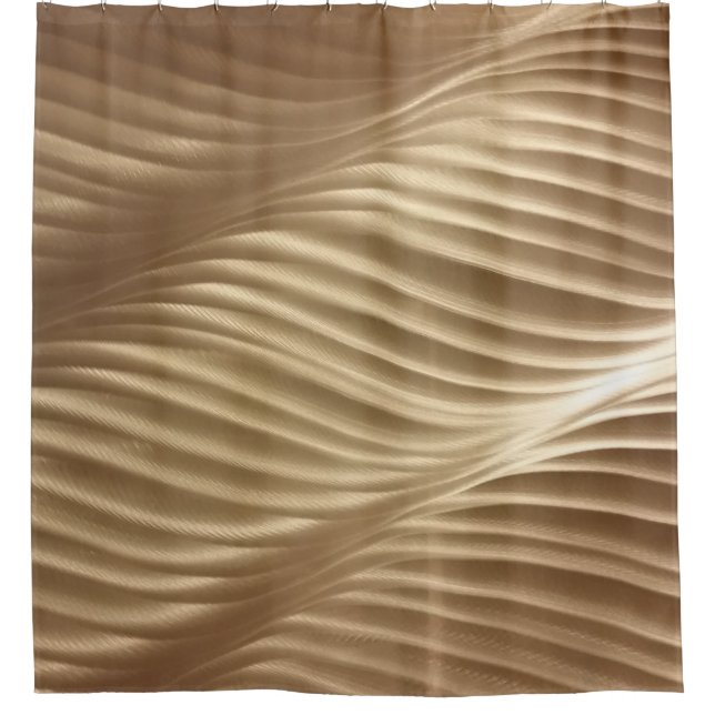 BROWN AND WHITE STRIPED TEXTILE SHOWER CURTAIN (Front)