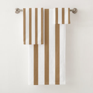 Brown and White Stripes Bath Towel Set