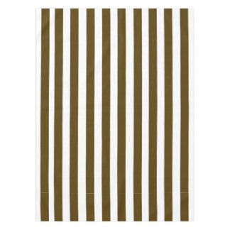Brown and White Stripes Pattern Tablecloth