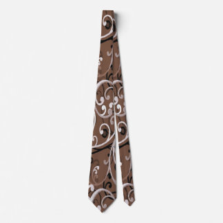 Brown and White Swirls Tie