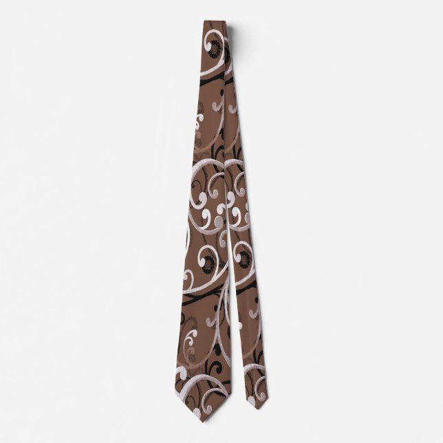 Brown and White Swirls Tie (Front)
