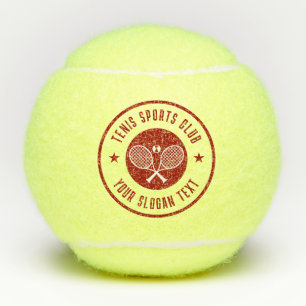 Brown and  White Tennis Theme Club Name Balls