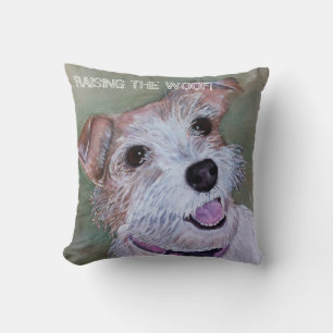 BROWN AND WHITE TERRIER MIX   TOSS PILLOW