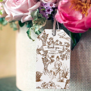 Brown and White Toile de Jouy Bridal Shower Gift Tags
