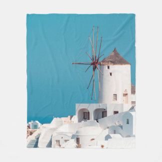 Brown and white windmill fleece blanket