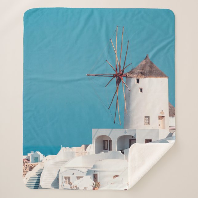 Brown and white windmill sherpa blanket (Front)