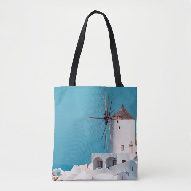 Brown and white windmill tote bag (Front)
