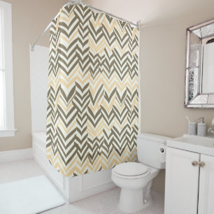 Brown and white ZigZag Shower Curtain