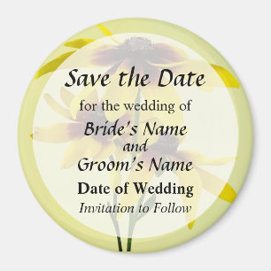 Brown and Yellow Black Eyed Susans Save the Date Magnet
