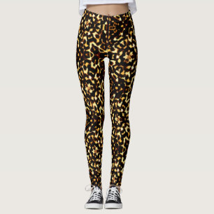 Brown and yellow geometric leopard ethnic inspired leggings