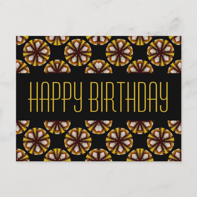 Brown and Yellow Happy Birthday Postcard (Front)
