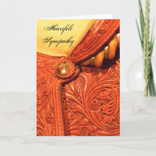 Brown and Yellow Leather Horse Saddle Sympathy Card