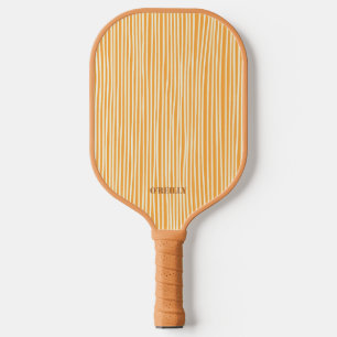 Brown and Yellow Stripe Pattern Modern Monogram   Pickleball Paddle